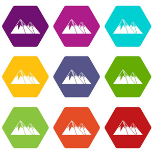 山与雪图标设置颜色六面体