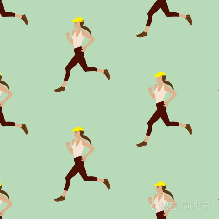 运行模式矢量插图艺术创意的运动型女人