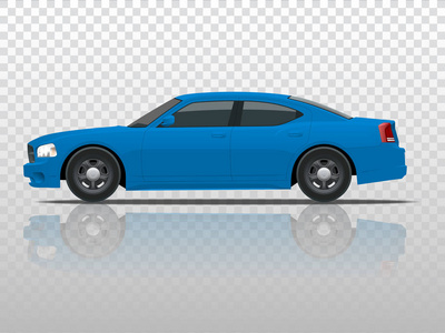 透明一个孤立的商务轿车车辆模板矢量的侧面图。查看侧。更改中一次单击的颜色。组中的所有元素