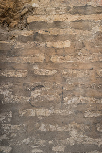 旧砖墙裂缝和划痕。砖的背景墙上