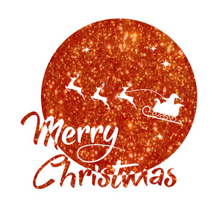 快讯海报红色闪光圣诞老人,驯鹿,月亮海报与快乐的基督照片