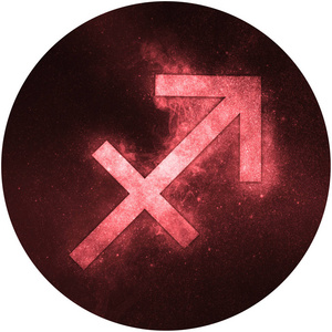 射手座星座标志孤立在白色背景上照片