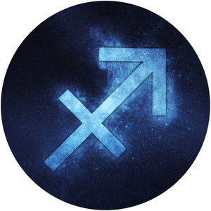 射手座星座标志孤立在白色背景上照片