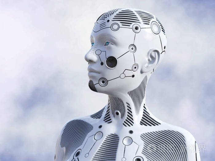 3d渲染的女机器人的头