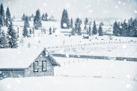 山区小雪盖的房子