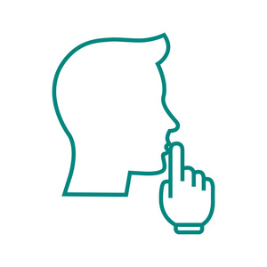 元素用手势的印度少妇嘘-分离白高建群保持沉默细线图标, 禁止和禁止