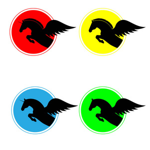 独角兽企业彩色的模板 logo 飞马座.矢量图照片