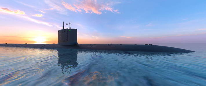 3d cg 渲染的一艘潜艇