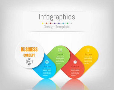 您的业务数据与 4 选项 零件 步骤 时间线或过程的信息图表设计元素。矢量图