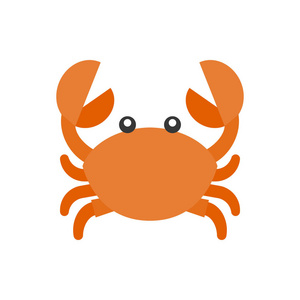 可爱的螃蟹卡通图标，平面设计矢量
