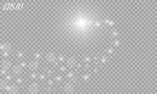 抽象矢量魔术辉光明星光效应与霓虹灯模糊的弧形线。闪闪发光的尘埃星迹与景