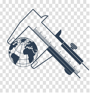 剪影卡尺测量地球照片