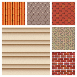 屋顶瓷砖的经典纹理和细节的房子无缝模式材料矢量插图