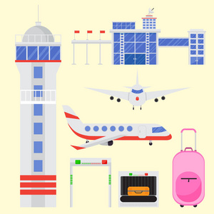 航空图标向量组的航空公司图形飞机机场运输飞行旅行符号图