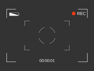 白色和黑色取景器照相机记录。现代相机聚焦屏。矢量图