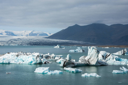 在 Jokulsarlon 冰河泻湖，冰岛冰