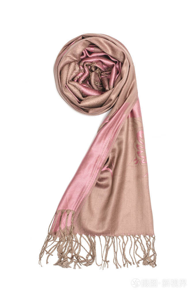 妇女的围巾粉红色与白色衬底上分离的模式