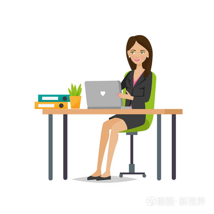 那年轻姑娘的上班族欢喜成功,工作插画-正版商用图片0zgfkt-摄图新