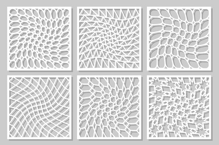 设置模式几何装饰。激光切割的卡。元素的装饰设计。几何图案。矢量图