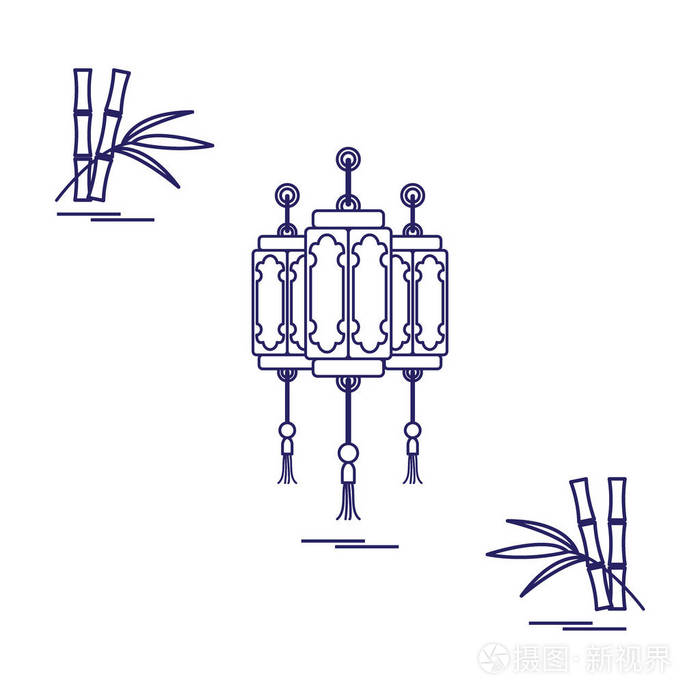 中国的灯笼和竹子.旅游与休闲插画-正版商用图片0zghr9-摄图新视界