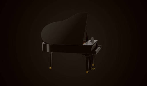 在黑暗场景中的红色光泽钢琴插画