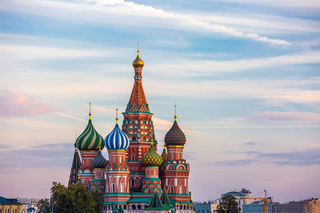 在红场，莫斯科，俄罗斯的圣瓦西里大教堂