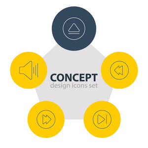 矢量图的 5 音乐图标。可编辑包的卷翘，扭转，倒带和其他元素
