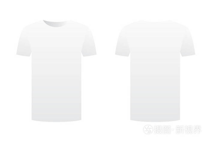 孤立在白色的背景前面和背面设计短袖 t 恤模板的白衬衫.