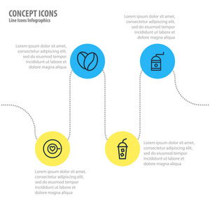矢量图的 4 咖啡图标。可编辑包软性饮料 种子 磨机和其他元素
