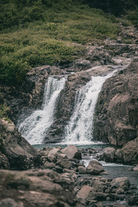 夏季冰岛景观与瀑布