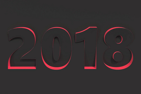 2018 数对红边的黑色表面的浅浮雕
