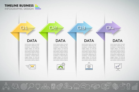 业务概念的信息图表模板 4 步骤