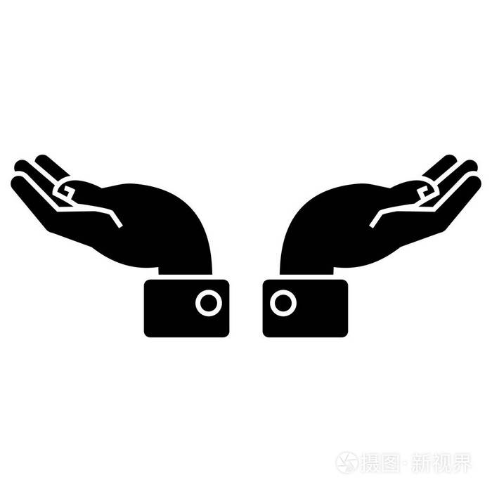 双手支持图标矢量插画孤立的背景上的黑色标志