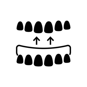 植入的牙齿图标，矢量插画，孤立的背景上的黑色标志