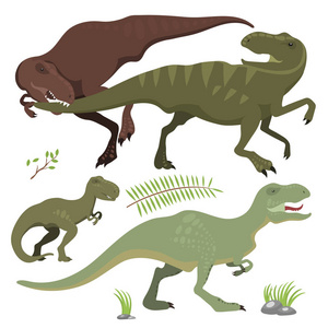 可怕的恐龙矢量霸王龙的危险生物力量野生侏罗纪捕食者史前灭绝的插图