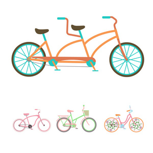 矢量自行车复古风格旧自行车运输复古骑车辆夏季周期运输图