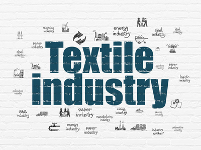 产业概念 纺织行业在背景墙上