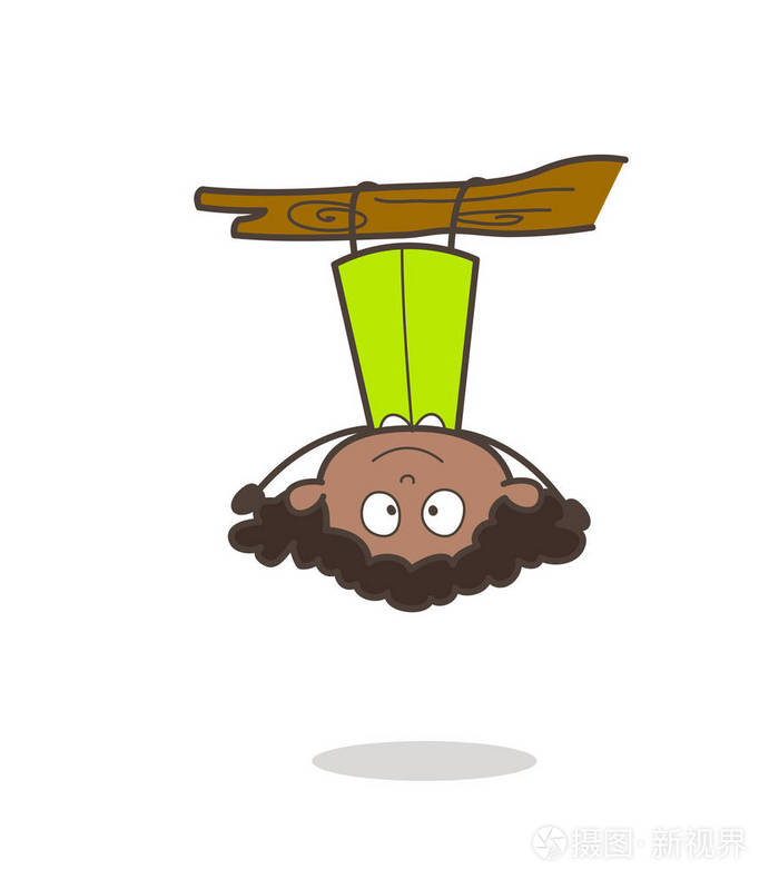 有趣的女孩,倒挂着树枝上