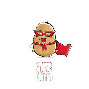矢量红色英雄海角搞笑卡通可爱棕色超级英雄土豆