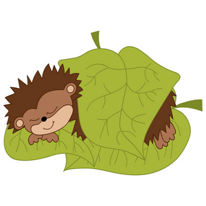 睡觉的刺猬矢量可爱的卡通刺猬睡觉照片