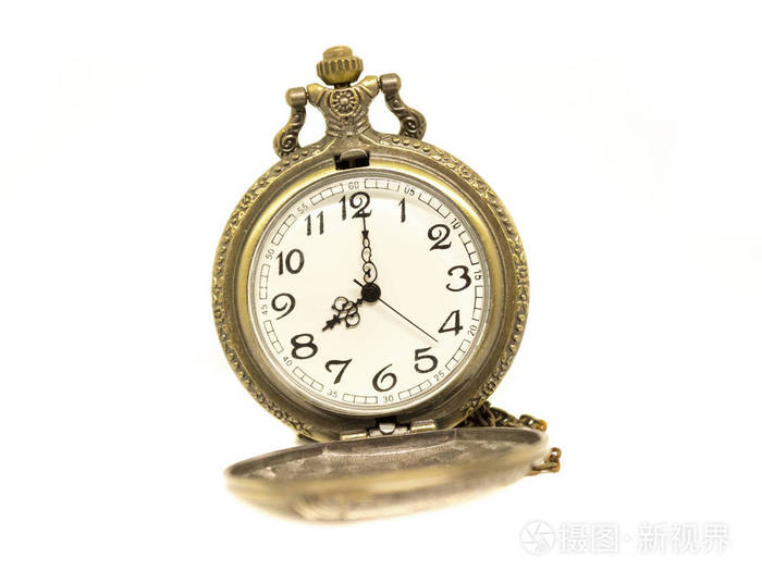 孤立在白色背景上的金色复古秒表