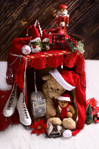 傀儡毛绒玩具乡村风格室内圣诞玩具熊照片