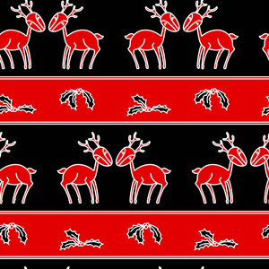 圣诞条纹无缝模式与鹿