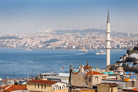 卡拉柯伊区和金角与博斯普鲁斯海峡，是从苏莱曼清真寺伊斯坦布尔古典城市景观视图