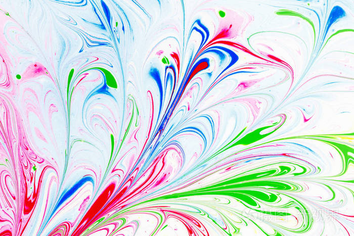 抽象的图案,传统 ebru 艺术.彩色油墨涂料与波.花卉背景