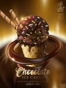 巧克力冰淇淋圆锥广告