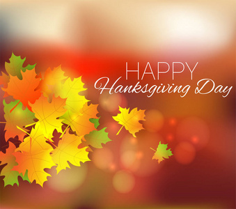 快乐的感恩节背景。秋天的海报或横幅的叶子。Beautyfull 感恩节贺卡
