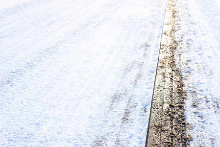 背景与雪在路在冬天和人行道, 纹理