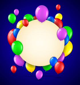 生日背景与彩色气球和地方文本