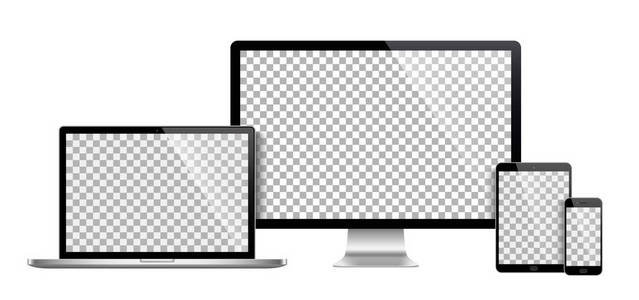 现实的显示器 笔记本电脑 平板电脑 智能手机股票矢量集